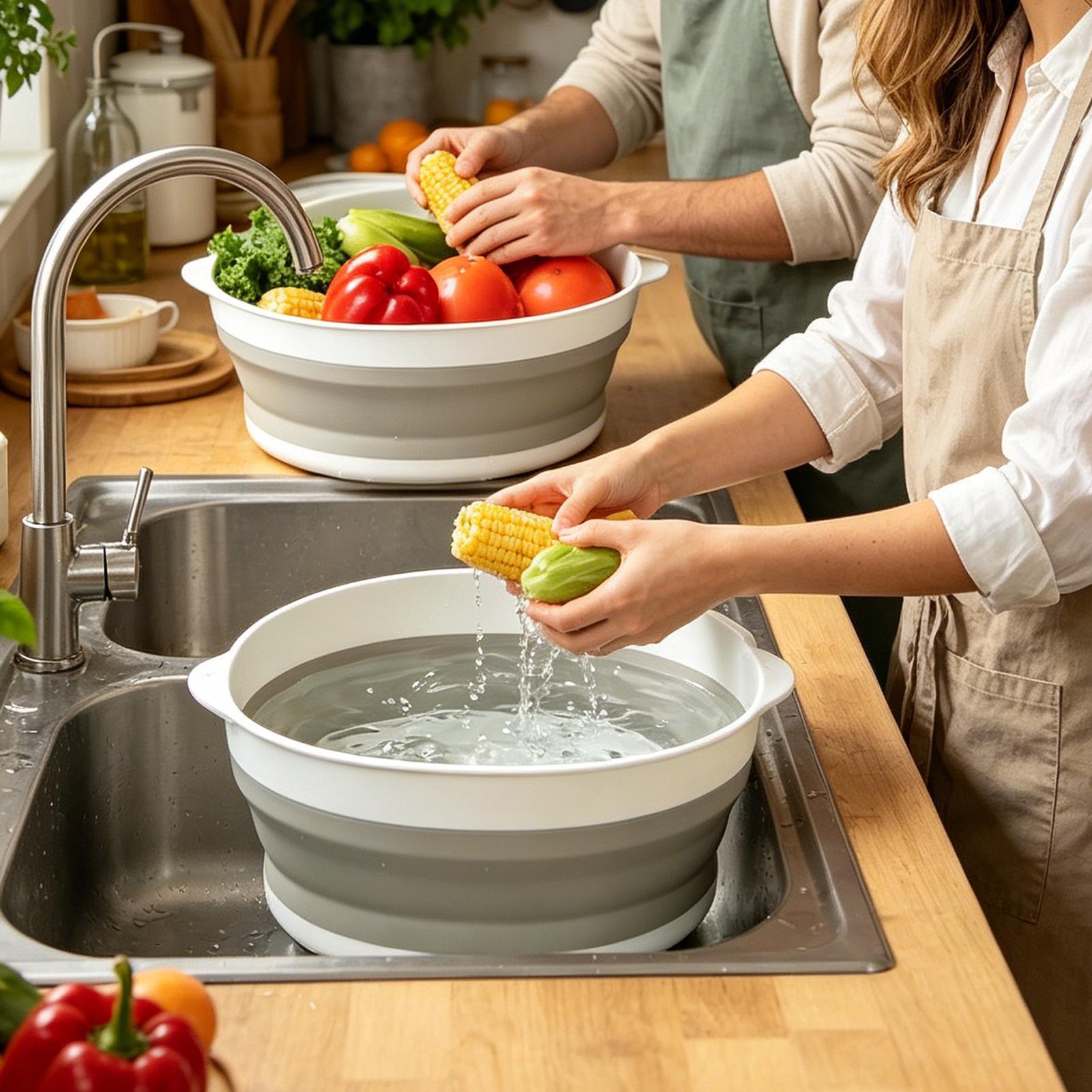 Meal Prep Veggie - Passoire pliable double couche pour légumes