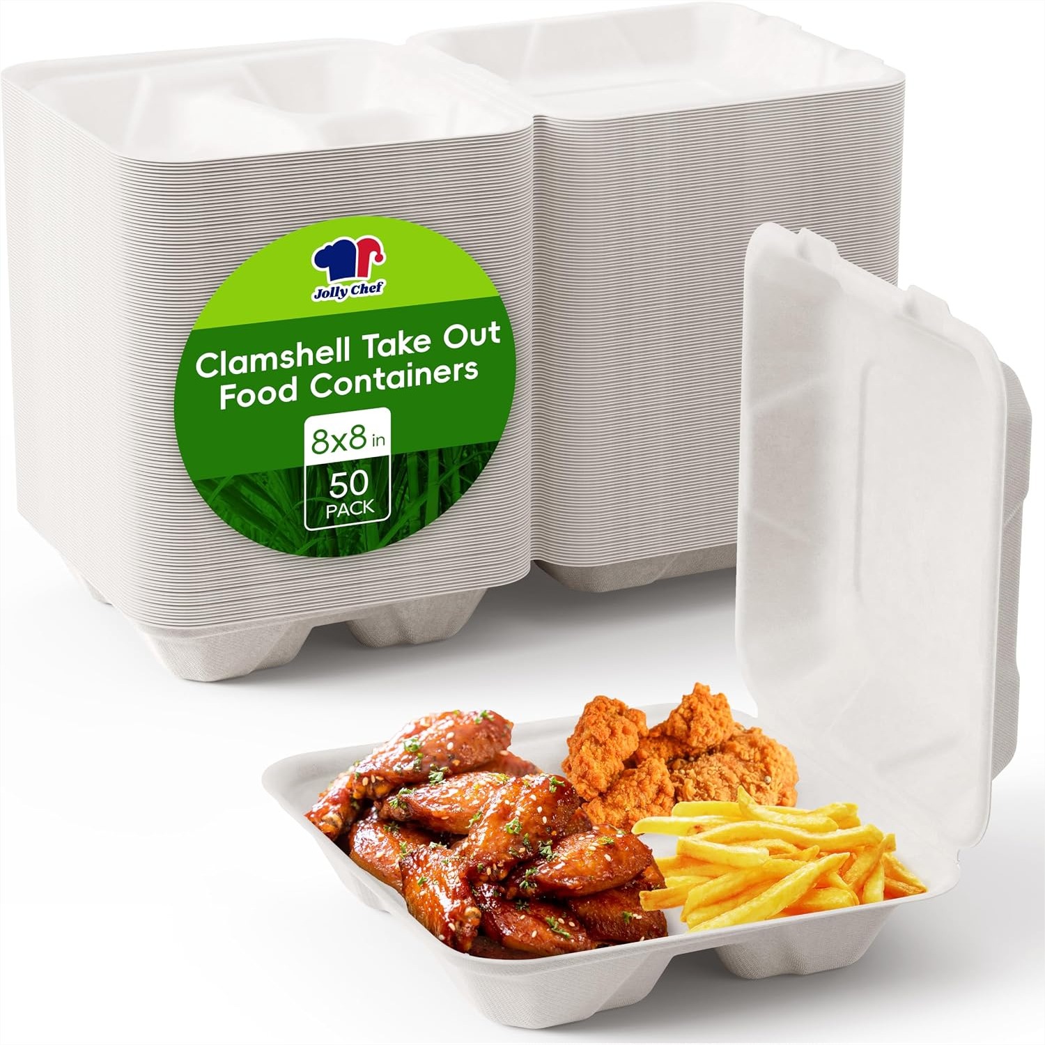 Meal Prep Restaurant - Boîtes alimentaires jetables à clapet, 8x8,
